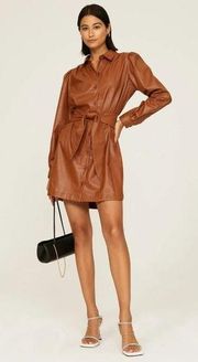 Peter Som Collective Faux Leather Shirtdress Brown Womens Size 4