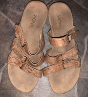 Vionic strappy tan wedge ortho arch support size 7 sandals