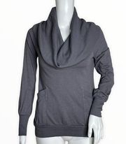 Splendid Sweatshirt Women XSmall Cowl Neck Gray Long Sleeve Pocket Supima Cotton