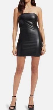 NWT GOOD AMERICAN black Better than leather tube mini dress