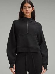 BLACK Scuba Oversized Half-Zip Hoodie M/L NWT