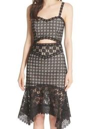 Alice Olivia Tamica Cut Out Handkerchief Black Sesame Party Dress Size 10