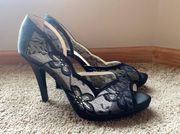 Black Lace High Heel Shoes