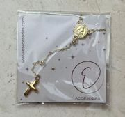 Gold Beaded Cross Necklace