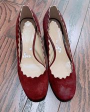 CHLOE Red Suede shoes /Red Suede Pumps/heels