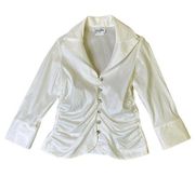 Joseph Ribkoff Vintage White Button-Down Blouse Top Rhinestone Size 10 Women's