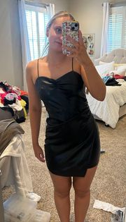 These Three Boutique Black Leather Mini Dress