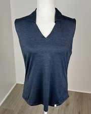 Lady Hagen Golf Shirt Essentials Collared Navy Blue Space Dye Sleeveless Size M