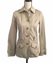 United Colors of Benetton Tan Button Front Collared Utility Coat Jacket size 38