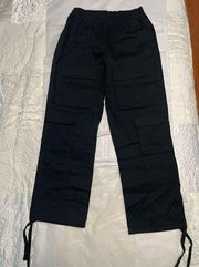 Black Cargo Straight Leg Pants