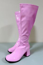 x Ellie Pink Pastel Neon Vinyl Latex ‘Psycho Candy Go-Go Baby Boots’ Shoes Size 9 🎀