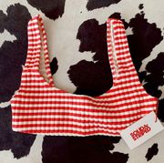 Nwt Solid & striped pink white stripe bikini top