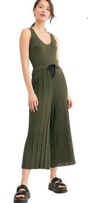 Scotch & Soda Lurex Jumpsuit Wide Leg Pleated Stretchy Knit Metallic Womens S