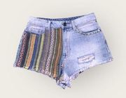 BDG  High Rise Dree Cheeky Tribal Print Beached Dyed Jeans Shorts Size 27