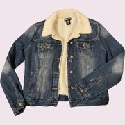 HOT Topic denim Jacket Size XS Faux Sherpa