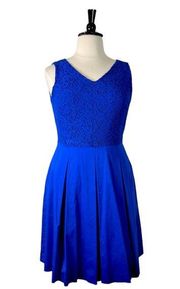 Alex Marie Fit Flare Dress Lace V-neck Sleeveless Royal Blue Plus Women’s 14