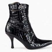 ✦ Black Patent Leather Scale Pattern Boots