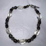 Toggle Closure Hematite and Glass Anklet