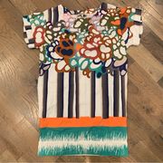 See By Chloe Multicolor Cotton Abstract Floral Cotton Shift Dress Size 10