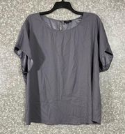 Universal Standard Womens Gray Satin Lined Boxy Top - Size Medium - Short Sleeve