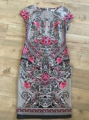 4/$25 Beige by Eci Shift Dress Floral Geometric Sz 8