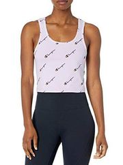 Women's Athletic Crop Small Scripts Lilac Wash Tank Top