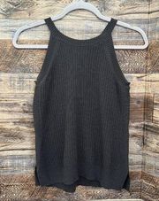 𝅺Prologue Knit Halter Tank Top XSMALL Side Slit sleeveless green