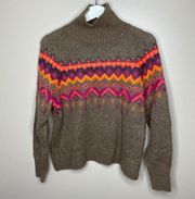 Lou & Grey Fair‎ Isle Brown Turtleneck Sweater