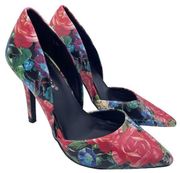 Breckelles floral print slide on heels women Size 6