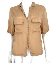 & Other Stories Button-Front Short Sleeve Brown Blouse Women Size 2
