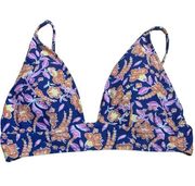 J.Crew  womens medium re imagined swim top bikini bathing suit blue floral