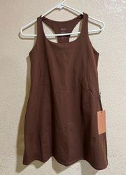 Girlfriend Collective Paloma earth brown racerback dress with shorts NEW L