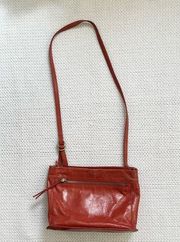 Hobo International Brick Red Orange Front Zip Multi Pockets Crossbody Bag Small