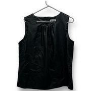 Calvin Klein XL Black Faux Leather Pleated Round Neck Women's Camisole Tank Top