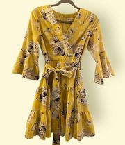 Frilly Floral Yellow Eliza J Dress Size 4P