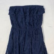 Navy Blue Floral Lace Dress