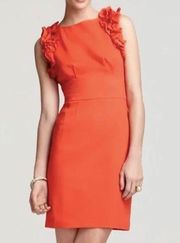 Orange Sleeveless Ruffle Sheath Dress