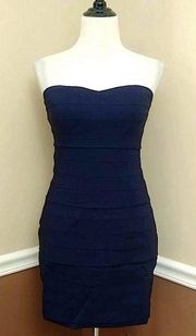 NEW Ark & Co ModCloth Navy Blue Tiered Strapless Short Party Dress Size Medium