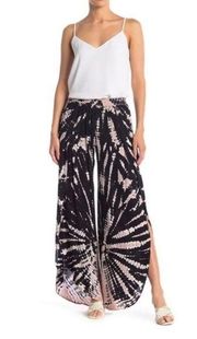 Young Fabulous & Broke Black Tie Dye Palms Split Wide Leg Pant.