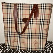 Vintage Burberrys Prorsum Leather Nova Check Tote Bag