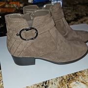 Brown faux suede ankle boots