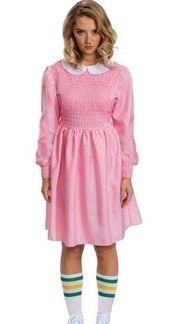 Netflix Stranger Things Pink Smocked Eleven Dress Costume