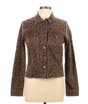 Leopard Printed Brown Jean Jacket Size Small