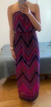 Strapless Printed Maxi Dress