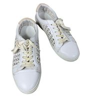 basic collection laser cutout lace print white sneakers 37