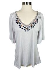 Worthington Gray Jeweled Top