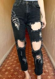 Vibrant M.I.U. Ripped Black jeans Relaxed size 0/1/24/25 SDistressed