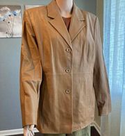 Women's Vintage Valerie Stevens Leather Jacket, Camel Brown Size L, Excellent