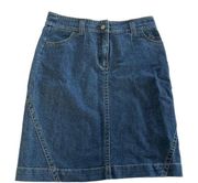 Cidra Skirt Women 4 Blue Denim Straight Pocket Mini Jean Slit Back Anthro Cotton