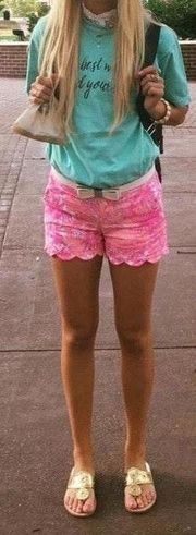 Pink Scalloped Lilly Shorts